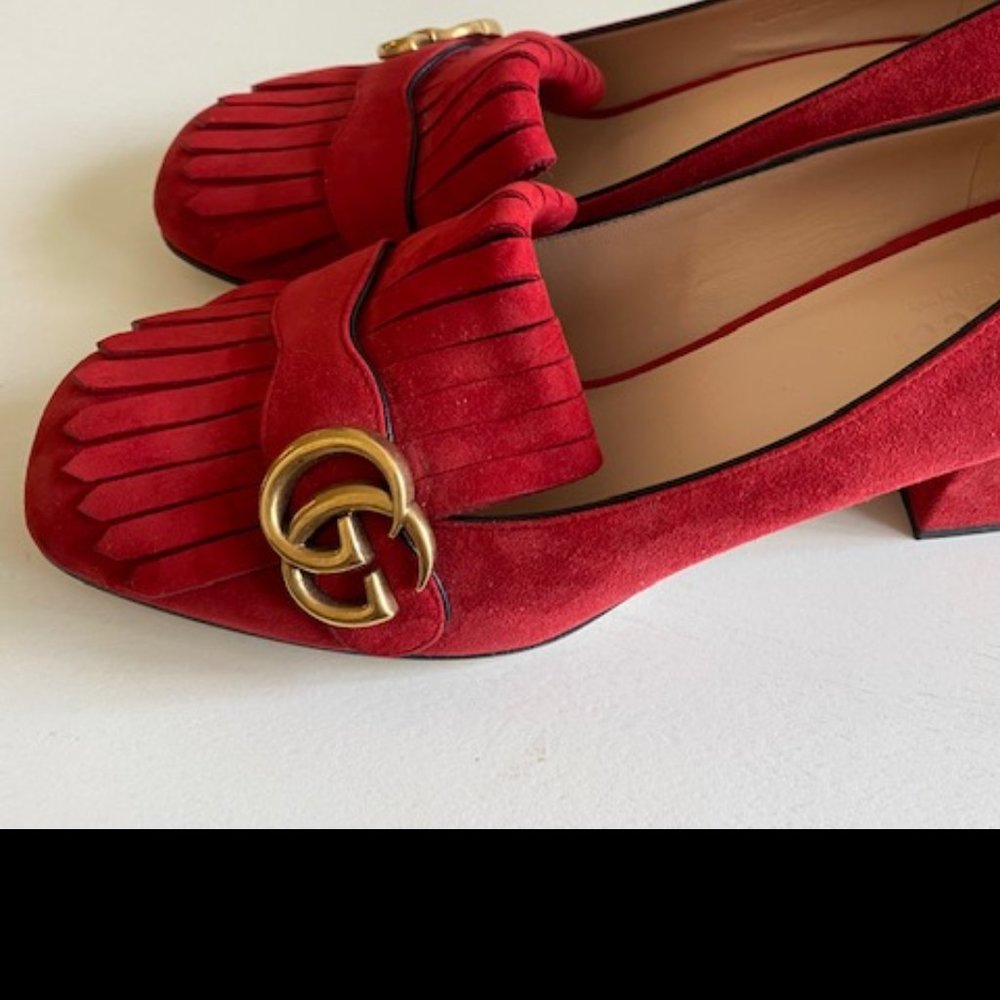 Gucci Red Suede Loafers